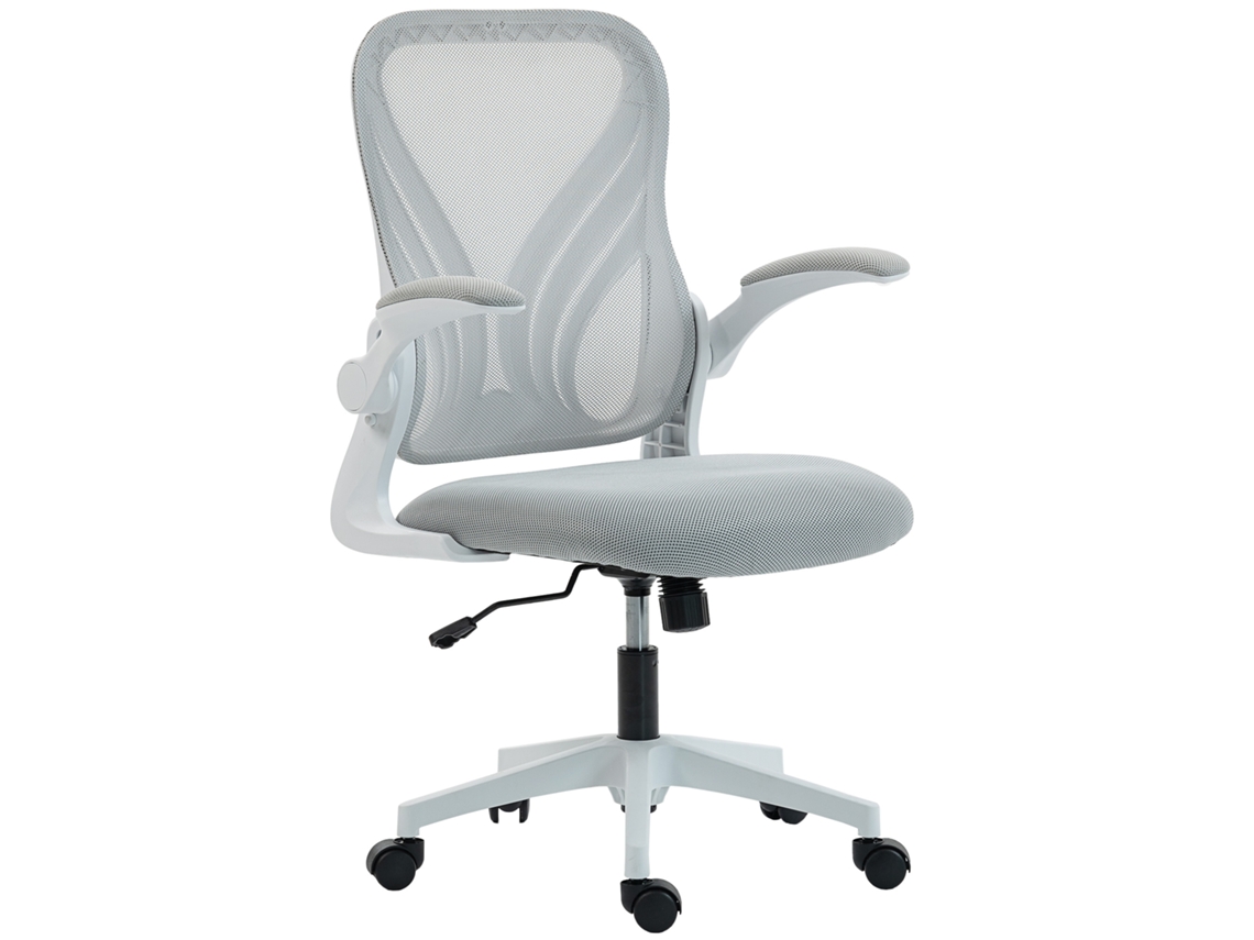 Cadeira De Escritório Ergonômica Em Malha Com Encosto Dobrável E Apoios Retráteis, 73x62x101-111cm, Cinza