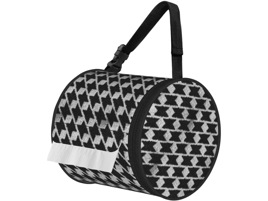 Porta Papel Higiênico De Parede Com Estampa Pied Poule Em Preto E Branco 1, Caixa De Lenços Dobrável Para Banheiros E