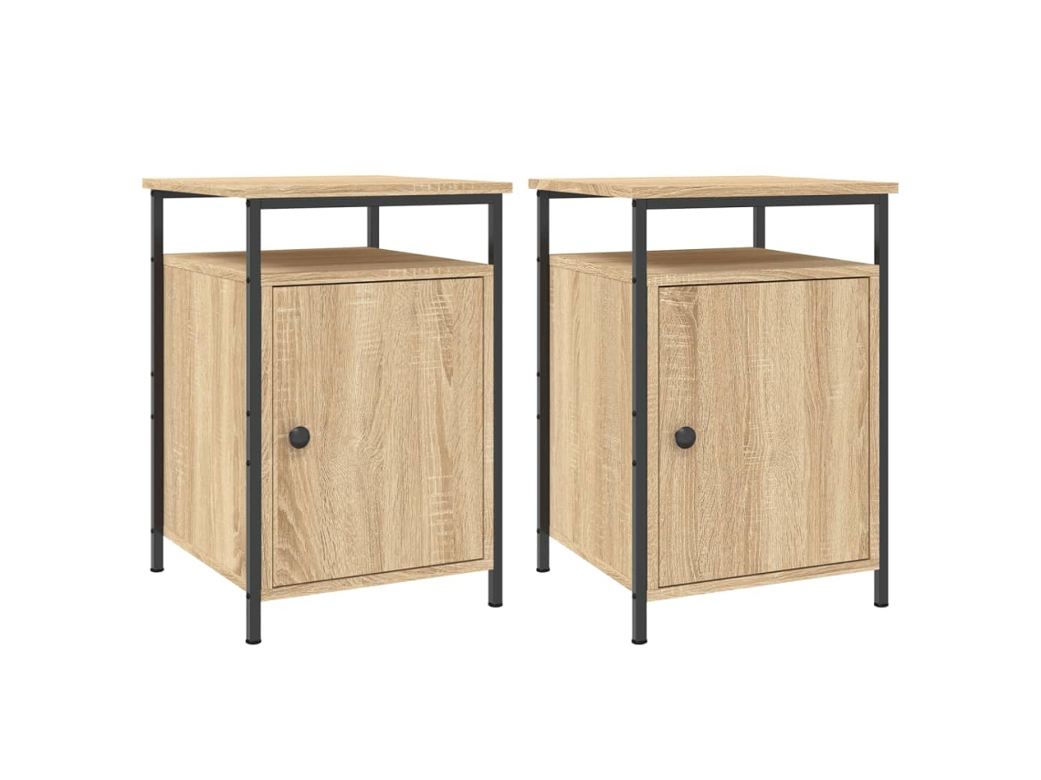 Bedside Cabinet, Bedside Cabinets Vidaxl Marrom Madeira Processada (n/a)