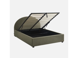 Cama Com Cabeceira Base Ripas Acabamento Sweeek Boucle Verde (102x153x206)