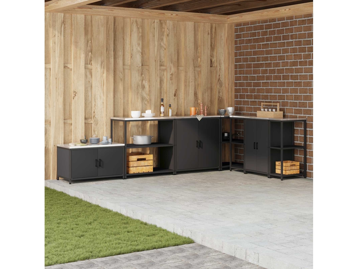 Vidaxl Estante De Cozinha Hattem Preto 90 X 50 X 92 Cm Aço