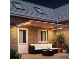 Vidaxl Toldo Retrátil Manual Com Leds Areia 100% Poliéster E Alumínio