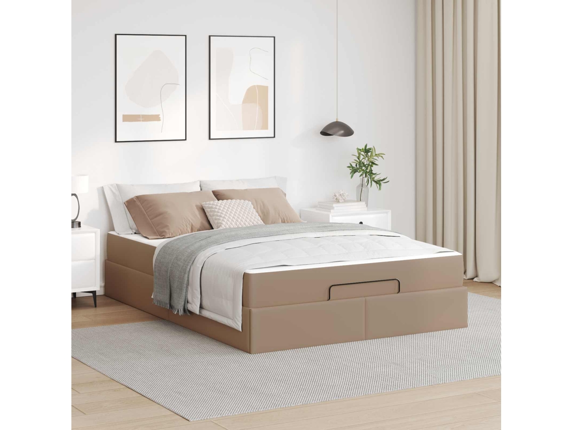 Vidaxl Estrutura De Cama Com Colchão Outros 2 Unid. Bronzeado Pvc