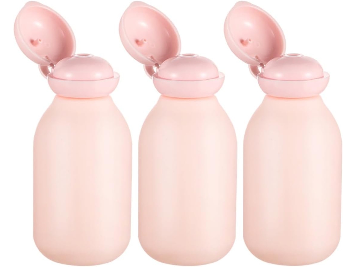 Frascos De Viagem Para Artigos De Higiene Pessoal Em Pe Rosa, Conjunto De 3 Unidades Recarregáveis De 100ml