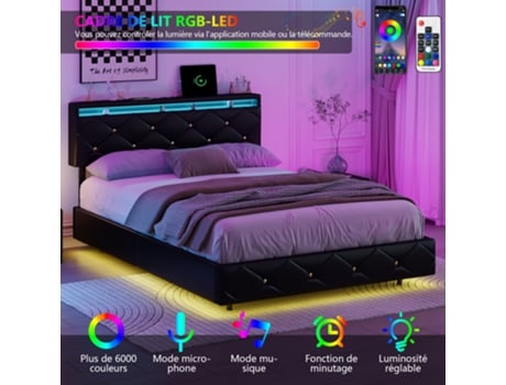 Cama De Casal ,160x200cm,estofada Com Led,cabeceira Ajustável Em Altura,adequada Para Adultos/casais/adolescentes,estrutura De Ripas,pu Rosahqnda
