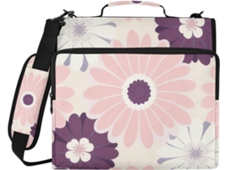 Organizador De Fichário 3 Argolas Com Alça, À Prova D Água, Com Zíper, Na Cor Pêssego E Roxo, Ideal Estudantes Do