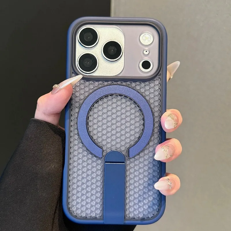 Capa Protetora Magsafe Com Suporte Térmico Em Malha E Ímã (azul Para Iphone 14 Pro Max).