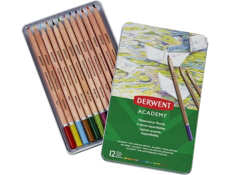 Lápis de Aquarela Academy, 12 Cores, Caixa Metal