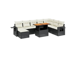 Conjunto 9 de Sofás P/ Jardim com Almofadões VIDAXL Vime Pe Preto