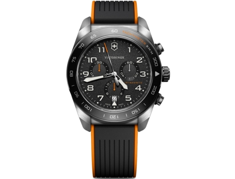 Relógio Homem Swiss Army Chrono Ss, Black Dialrubber Aço 10 Bar Victorinox Swissarmy