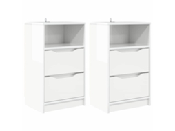 Conjunto de 2 Mesas de Cabeceira MAISON EXCLUSIVE em Branco Brilhante (40x30x467 cm)