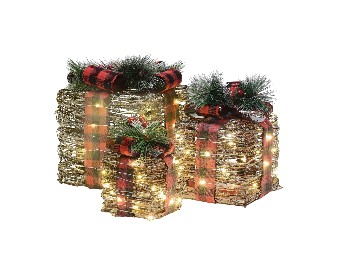 Caixa de Presente Decorativa Natal Jardim Janela