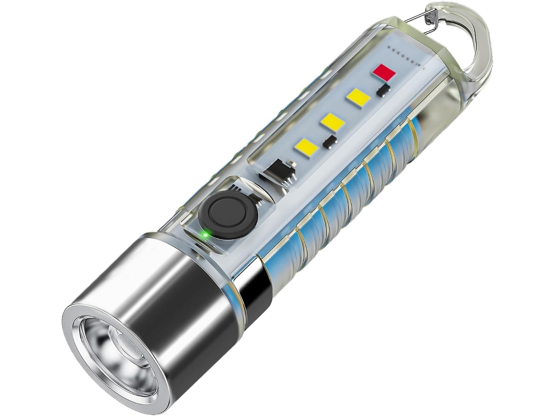Lanterna De Chaveiro Recarregável Com 6 Modos Iluminação, Luz Estável