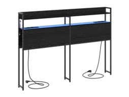 Cabeceira de Armazenamento Carvalho Preto 140,5x15x98 cm MAISON EXCLUSIVE
