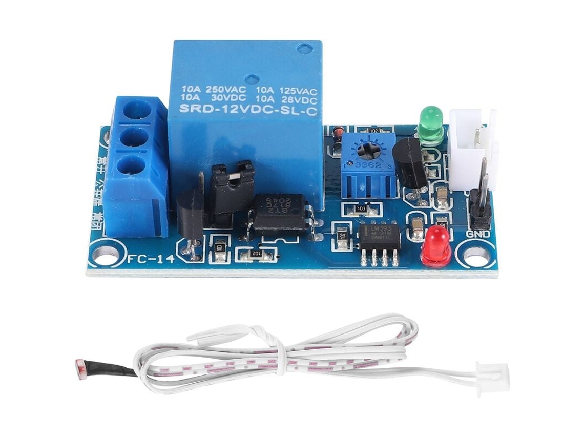 Módulo De Relé Sensor De Interruptor Fotoelétrico Dc 12v 50 Mm X 25 Mm Com 2 Cabos Slowmoose