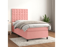 Vidaxl Cama Com Molas/colchão 90x190 Cm Veludo Rosa