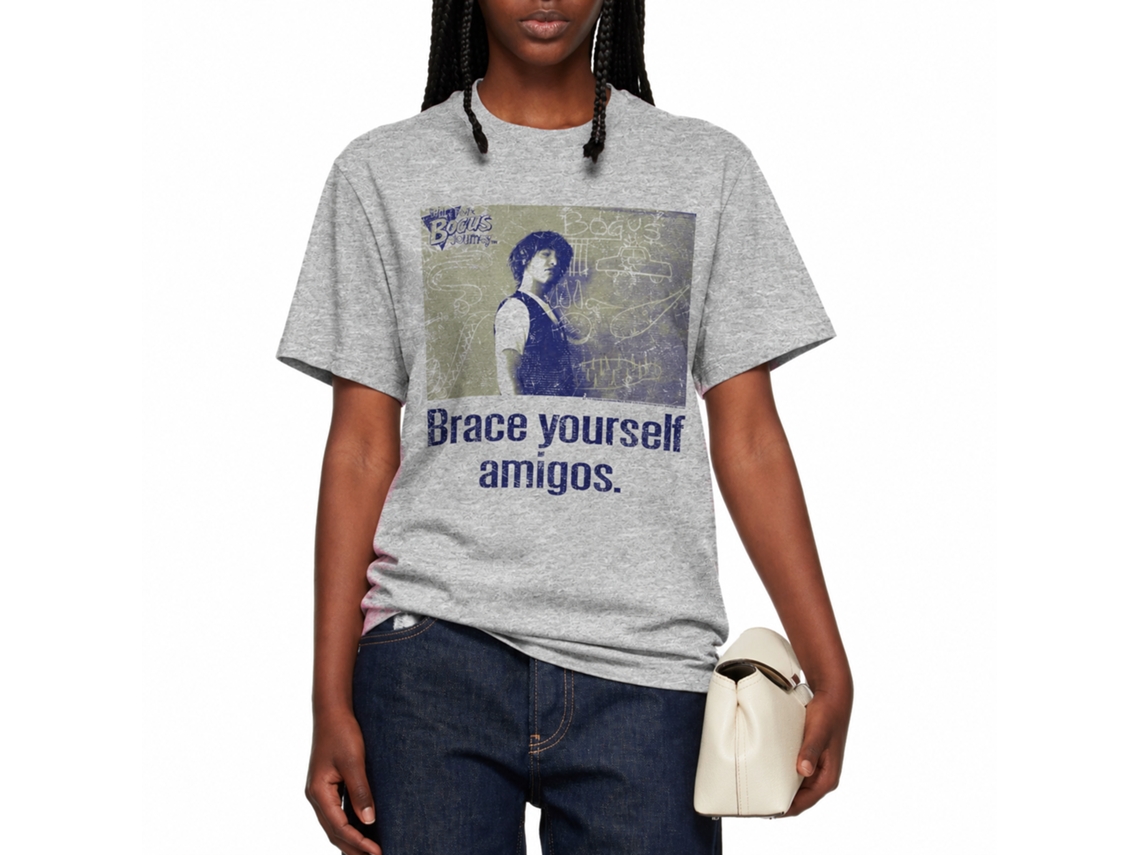 Rockinstone Bill And Ted Brace Yourself Heather Gray Adult T-shirt Size:xxxl