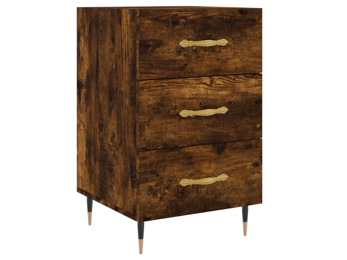 Mesa Cabeceira 40x40x66 cm Derivados de Madeira Carvalho Fumado MAISON EXCLUSIVE