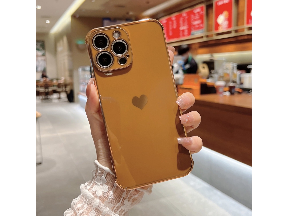 Capa Para Iphone 17 Pro, Cor Marrom Sólida, Com Proteção Cardíaca.
