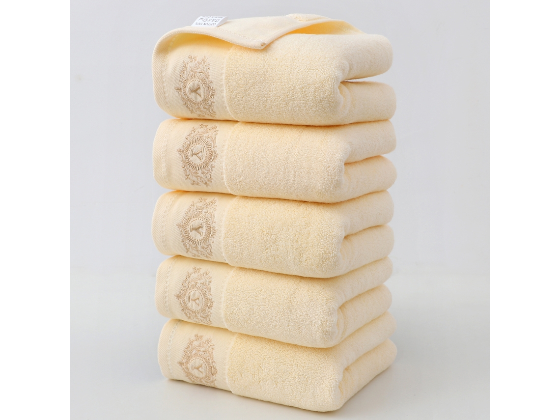 Toalha 100% Algodão, Superabsorvente, Ideal para Casa e Hotel, Pacote com 5 Unidades na Cor Bege BRILVIBERA (35x75cm)