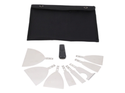 Ferramenta multifuncional para raspar tinta com cabo ergonômico em aço inoxidável para reparo de drywall e remoção de papel de parede.