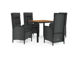 Garden Dining Set, Garden Dining Sets Vidaxl Preto Rattan / Vime (mesa Com 90 Cm De Comprimento)