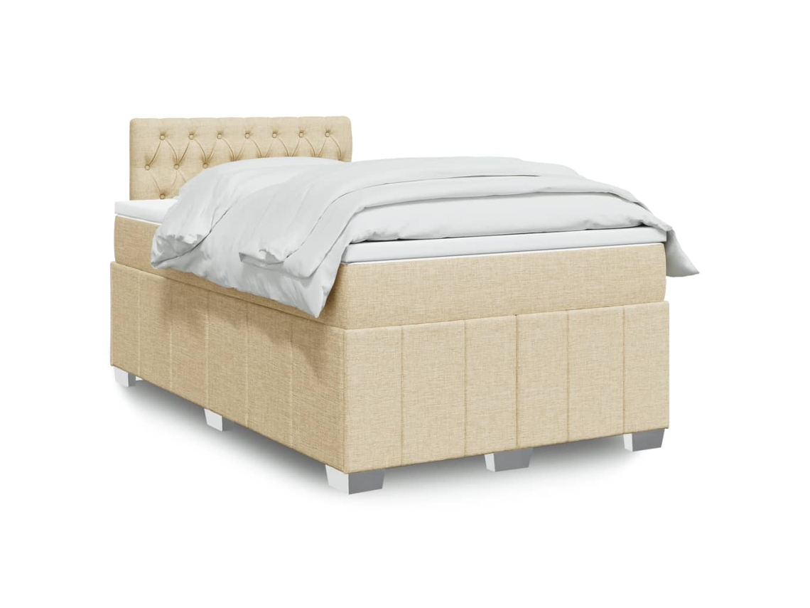 Vidaxl Cama Boxspring Com Colchão 120x190 Cm Tecido Cor Creme