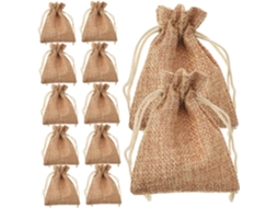 Conjunto de 50 Sacolas Juta Garneck com Cordão, Pequenas para Presentear Joias e Miçangas 9,00 X 7,00 0,30 Cm