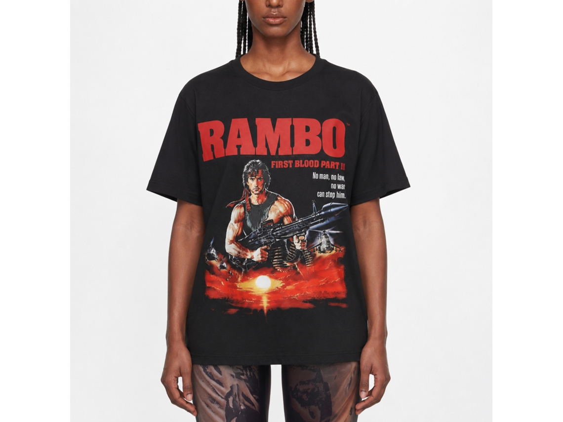 Rockinstone Rambo Movie No Man No Law Black Adult T-shirt Size:xl