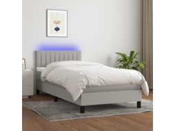 Vidaxl Cama Box Spring C/ Colchão E Led 80x200 Cm Tecido Cinza-claro