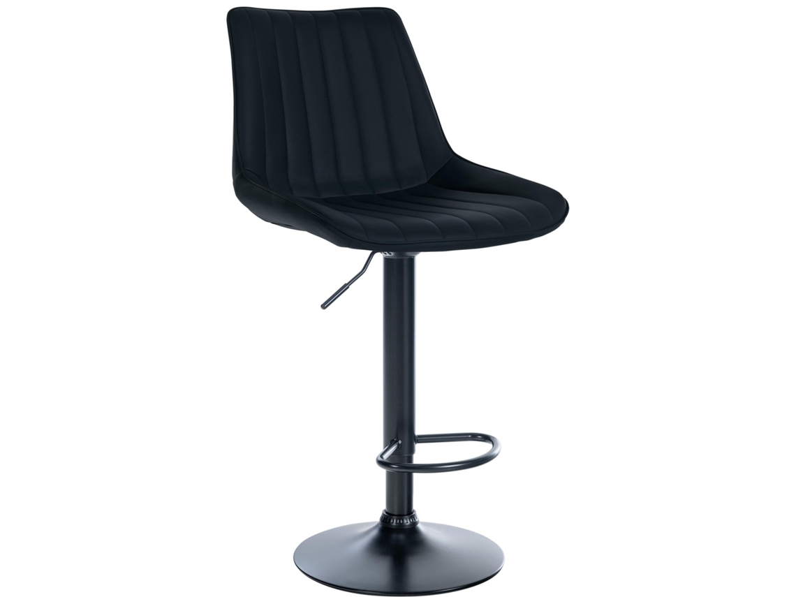 Banqueta de bar X1, altura ajustável, giro de 360°, assento em PVC preto com costura vertical, base em metal preto, 10_0005423