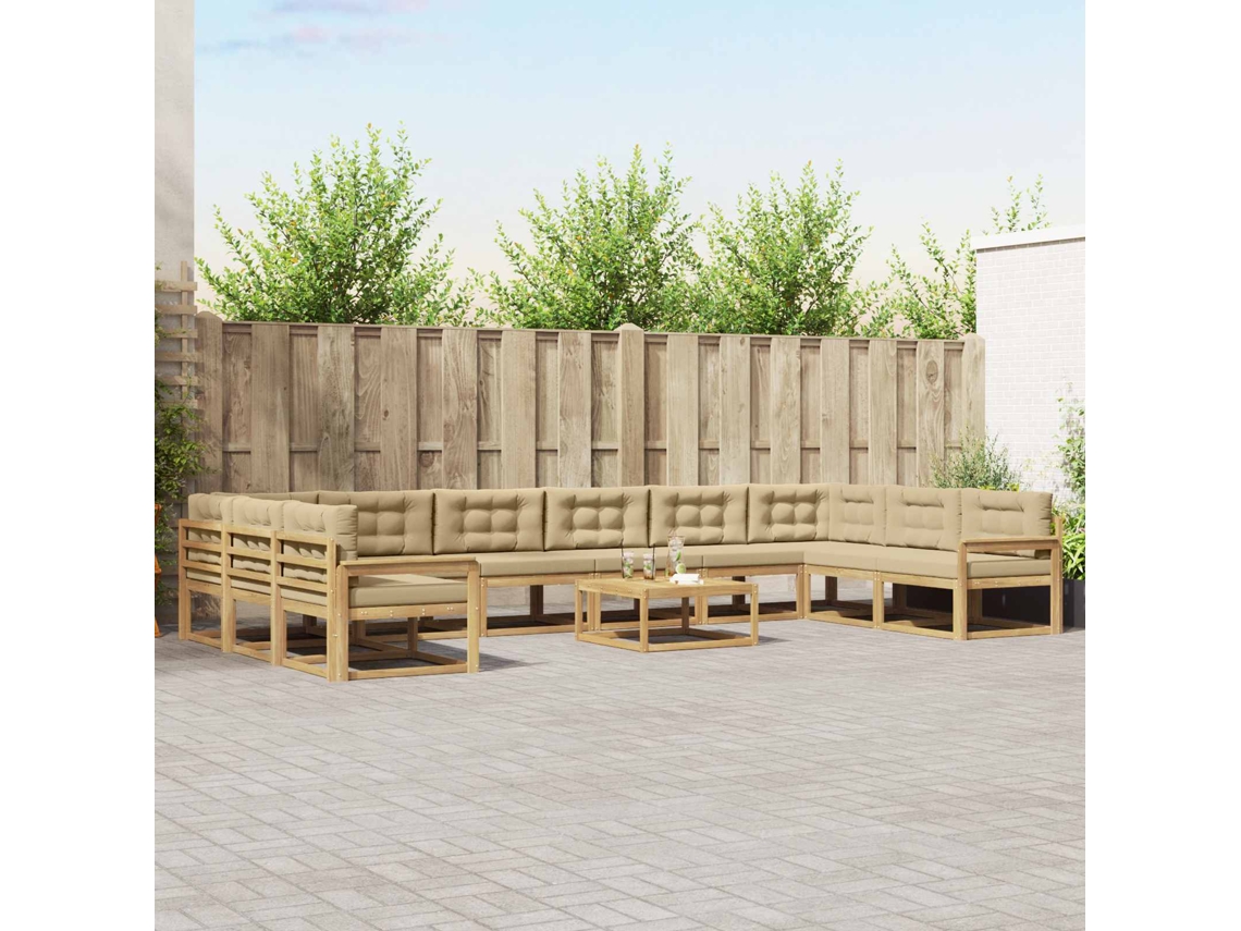 Vidaxl Conjunto De Sofás Para Exterior 11 Pcs Branco E Bege
