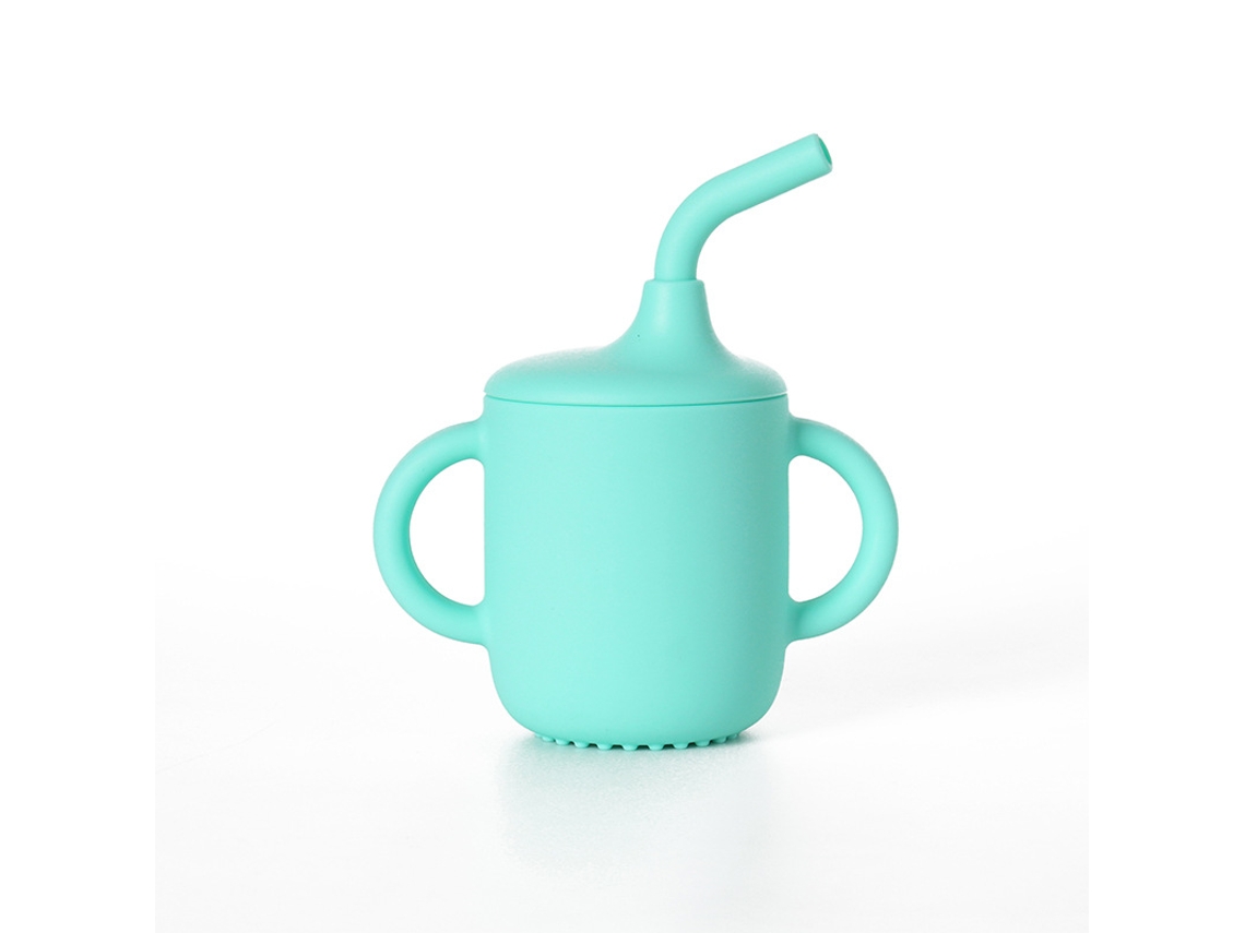 Copo de treinamento, copo de silicone para bebês com ponta e bico de silicone (azul)