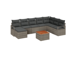 Conjunto 9 Conjunto De Móveis De Jardim Vidaxl Cinzento Vime Pe (287 X 177 X 69 Cm)