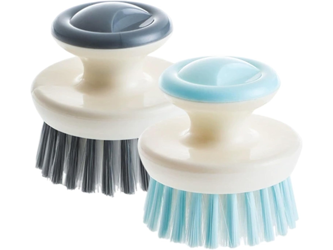 Conjunto De 2 Escovas Lavar Louça, Escovas De Palma Com Design Antiaderente, Esponja De Cozinha Para Pia E Fogão, Azul