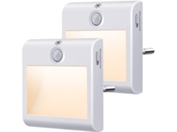 Luz Noturna Com Tomada Elétrica, Pacote Com 2 Luz Noturna Com Sensor De Movimento, Luz Noturna Led Branca Quente Regulável De 3500k Aquaforge