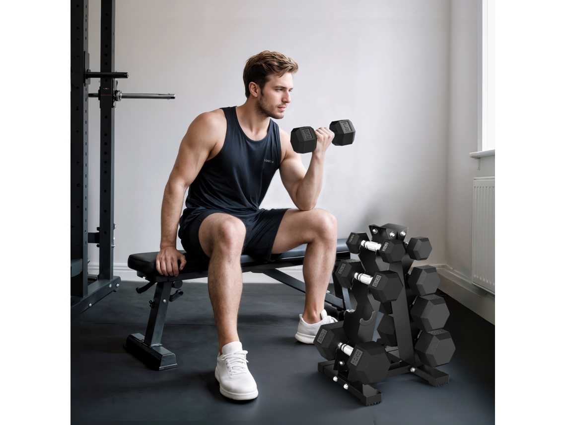 Conjunto De Halteres 2x2kg 2x5kg 2x8kg 2x10kg Com Supte Armazenamento Para Exercício Treino Preto
