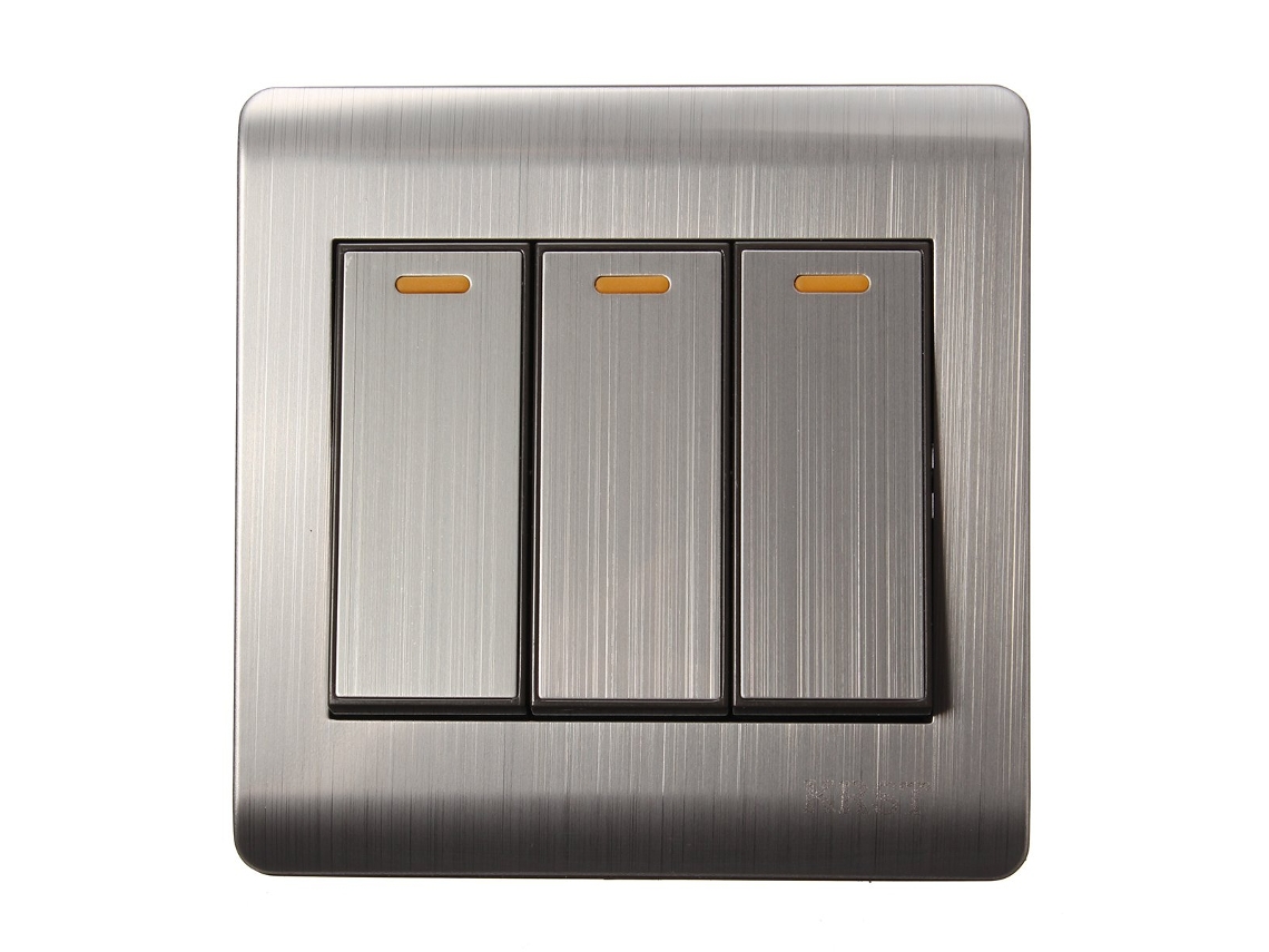 Tomada de parede para interruptor 2 vias 250V 1A com parafusos aço inoxidável material do painel | S/MARCA