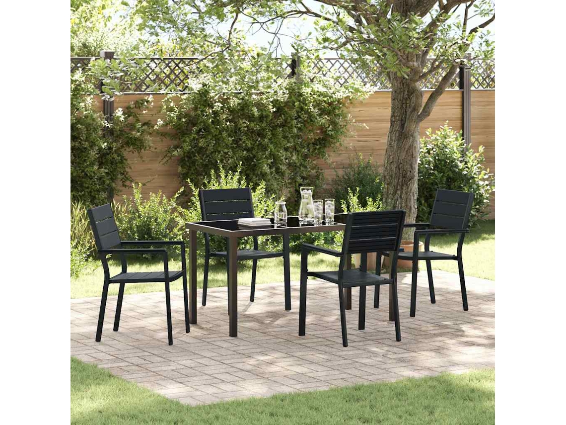 Vidaxl Conjunto De Jantar Para Jardim 5 Unid. Preto Aço Revestido A Pó