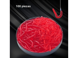 100 Iscas Artificiais De Silicone Vermelhas Em Formato De Minhoca Viva, Com Atrativo Para Camarão.