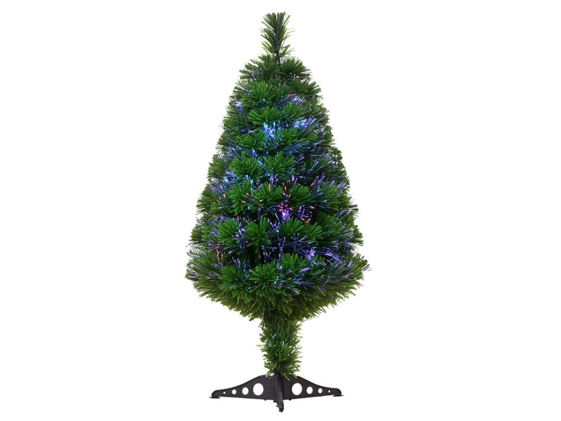Árvore De Natal Artificial Luminosa 90h Multicolor Fibra Óptica + Suporte 90 Ramos Verde