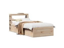 Estrutura De Cama Com Cabeceira 90x190 Cm Pinho Maciço