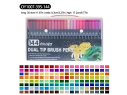 Conjunto de Canetas Aquarela com Ponta Dupla, 144 Cores, Haste Preta, Estojo de Pvc AQUAFORGE