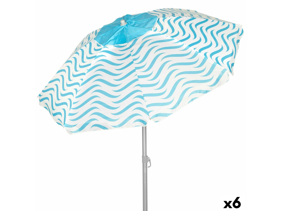 Chapéu De Praia Aktive Azul Ø 220 Cm 220 X 200 X 220 Cm (6 Unidades)