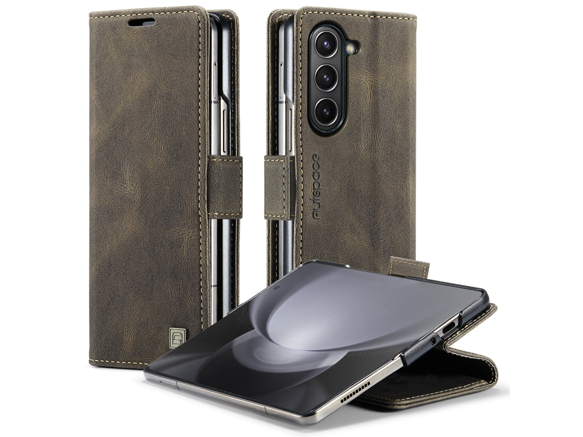 Capa De Couro Para Celular Dobrável Estilo Flip-top, Resistente A Quedas, Com Design Inovador.marrom - Samsung Z Fold 7