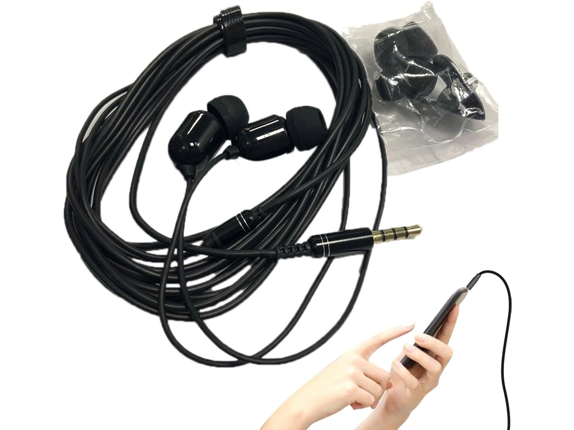 Fones De Ouvido Intra Auriculares Com Fio Longo 3 Metros E Cancelamento Ruído