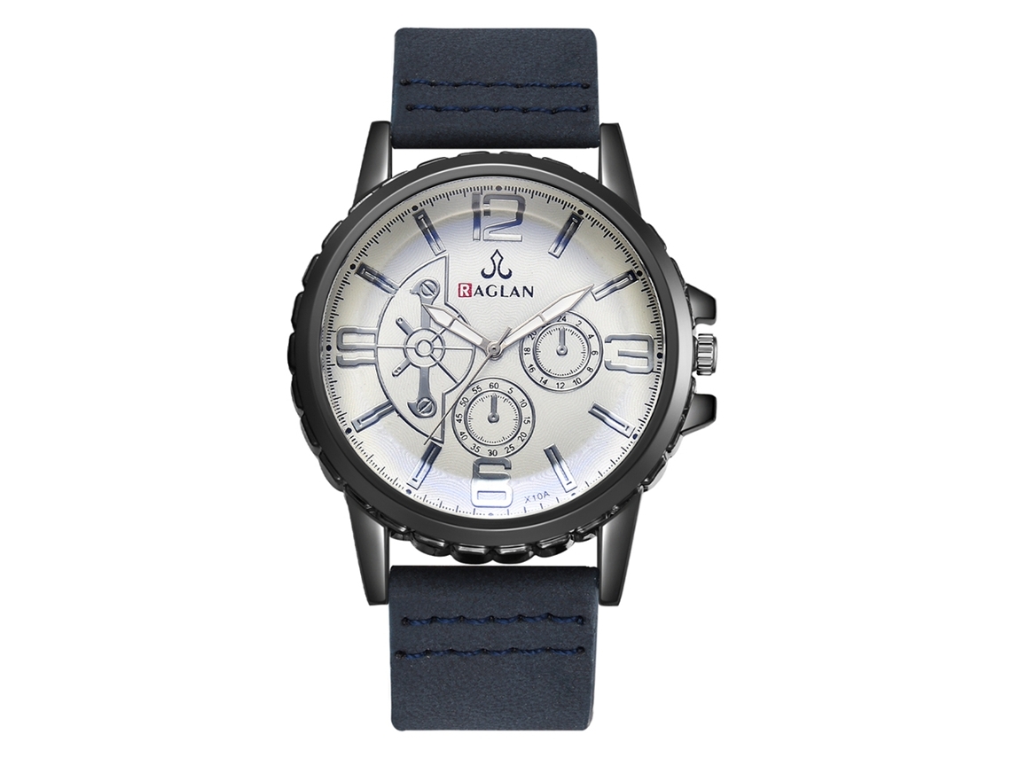 Relógio de quartzo masculino com pulseira de PU, estilo casual e elegante, azul com pulso.