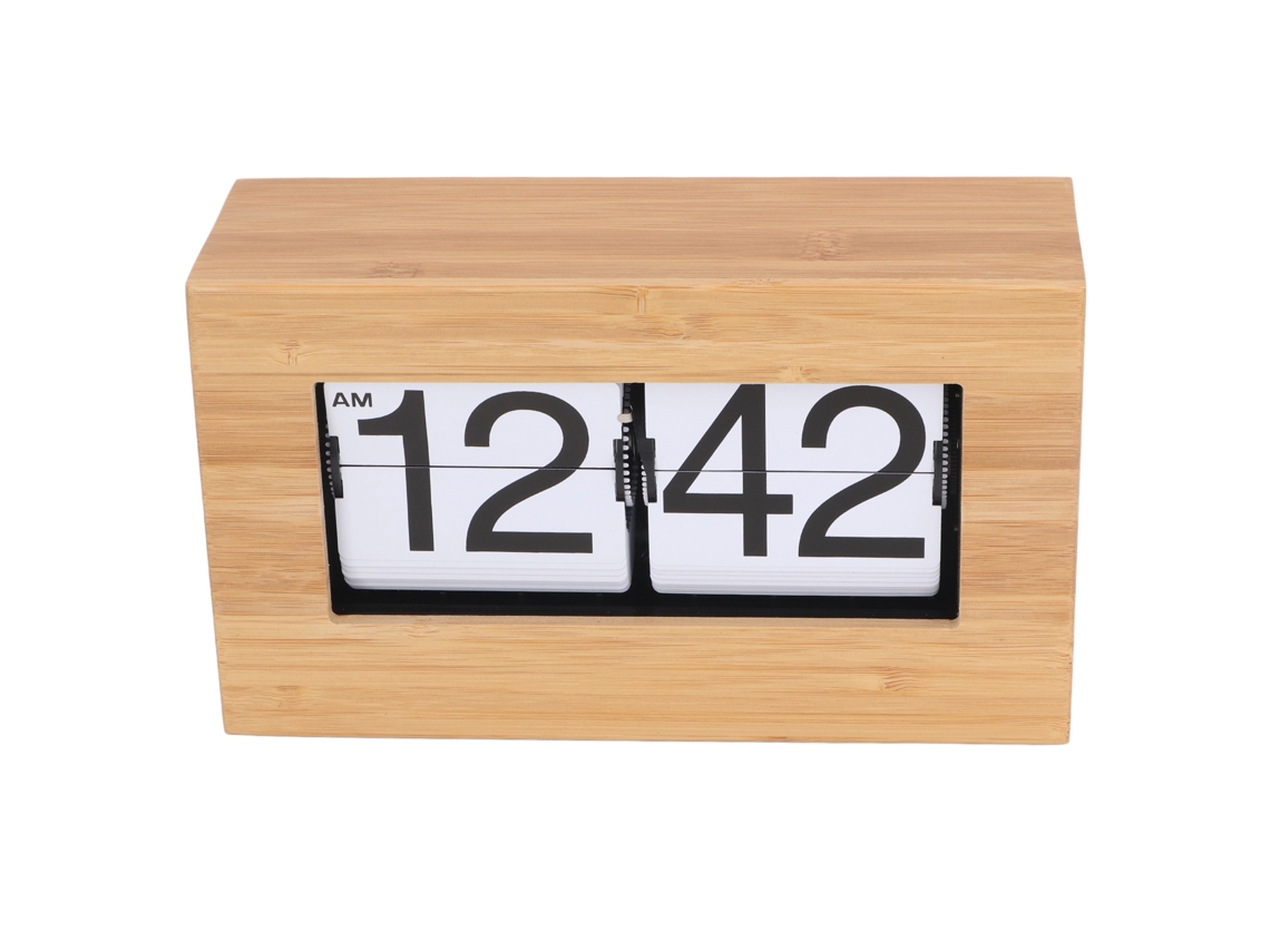 Relógio de mesa automático retrô vintage 2026 com números grandes, ideal para escritório e sala de estar, fundo branco.