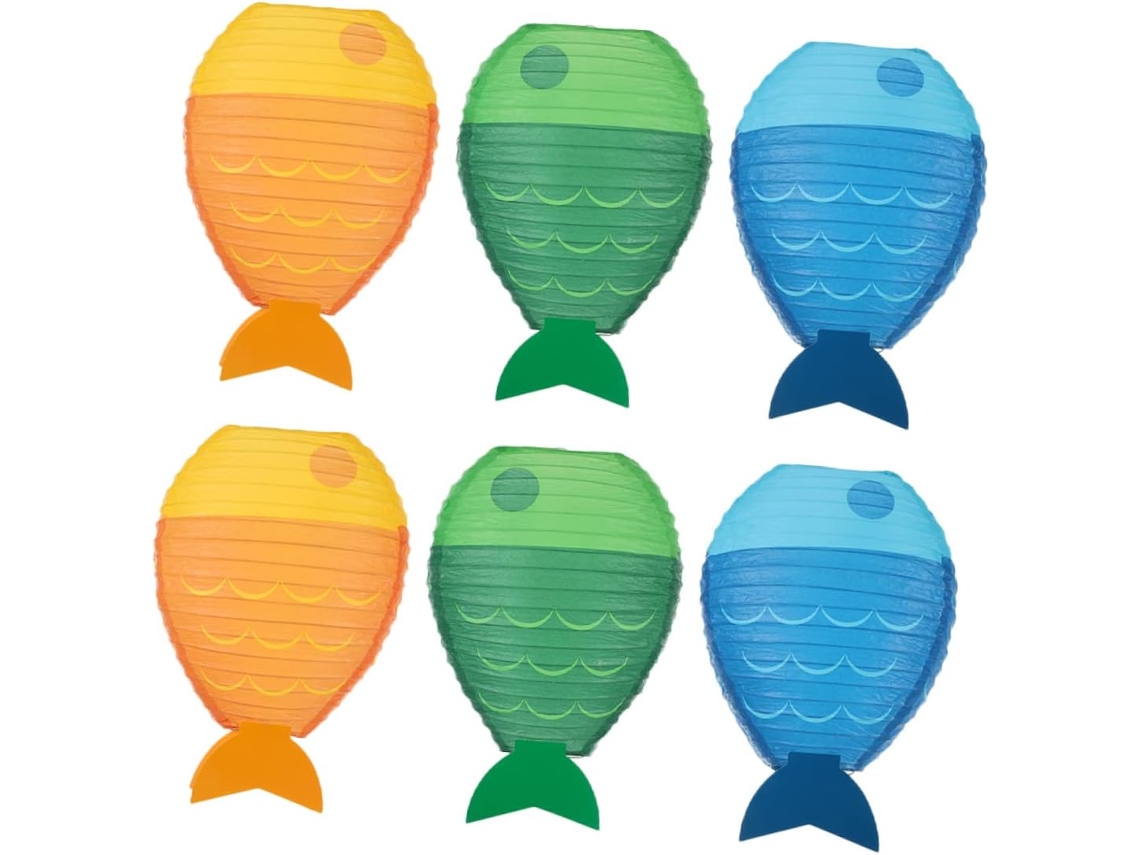 Conjunto De 6 Lanternas De Papel Em Formato De Peixe Para Pendurar, Lanternas Decorativas Para Festa Gokoco