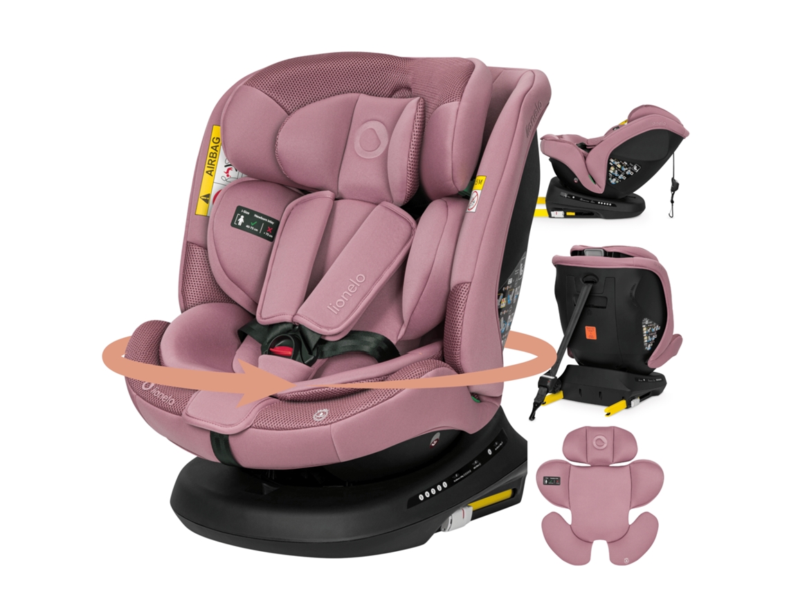 Cadeira Auto Giratória De Bebé Lionelo Bastiaan Plus I-size - 40-150cm - 0-12 Anos - Rotação 360° - Isofix Top Tether - Rwf - Rosa